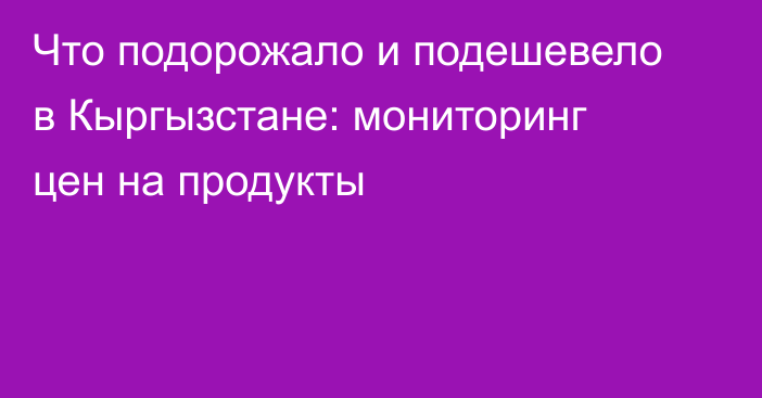 Что подорожало и подешевело в Кыргызстане: мониторинг цен на продукты