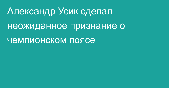 Александр Усик сделал неожиданное признание о чемпионском поясе