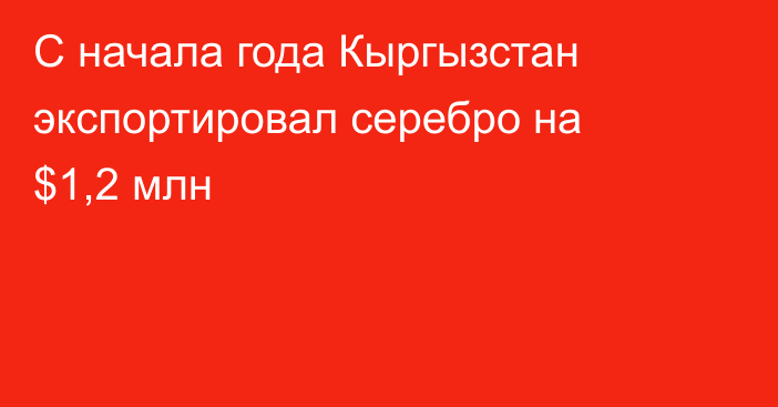 С начала года Кыргызстан экспортировал серебро на $1,2 млн