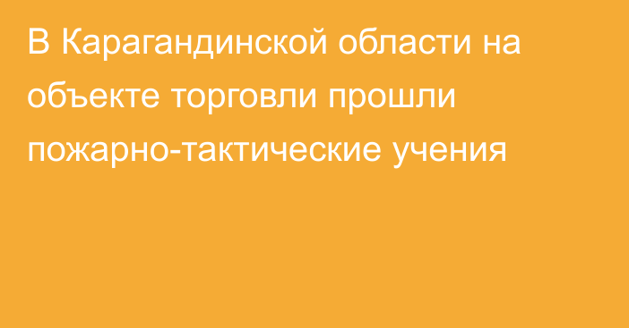 В Карагандинской области на объекте торговли прошли пожарно-тактические учения
