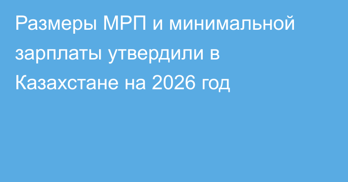Размеры МРП и минимальной зарплаты утвердили в Казахстане на 2026 год