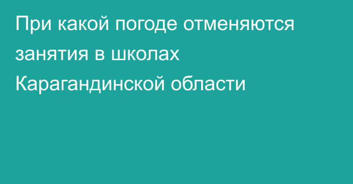 При какой погоде отменяются занятия в школах Карагандинской области