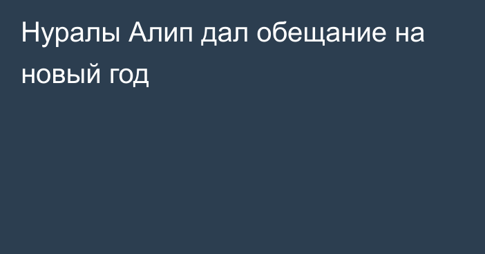 Нуралы Алип дал обещание на новый год