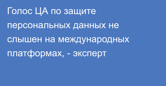 Голос ЦА по защите персональных данных не слышен на международных платформах, - эксперт
