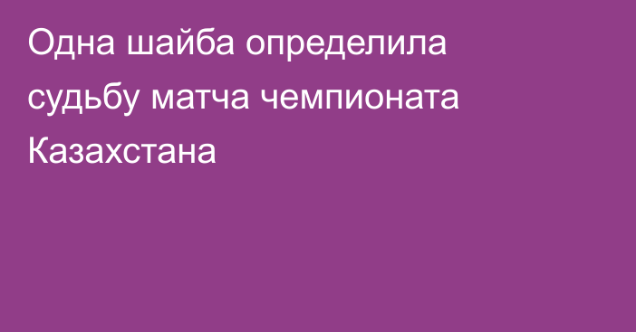 Одна шайба определила судьбу матча чемпионата Казахстана