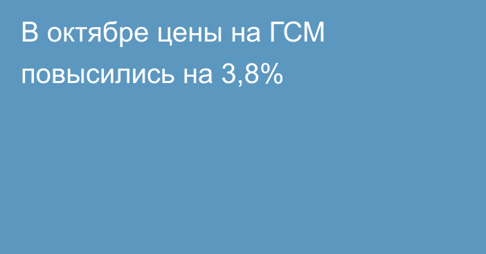 В октябре цены на ГСМ повысились на 3,8%