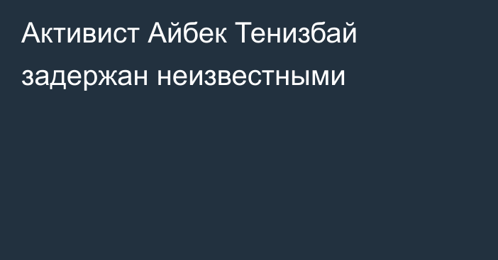 Активист Айбек Тенизбай задержан неизвестными