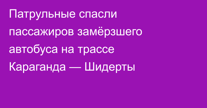 Патрульные спасли пассажиров замёрзшего автобуса на трассе Караганда — Шидерты