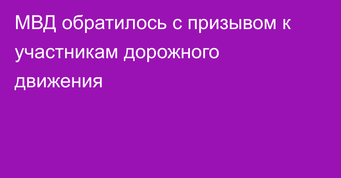 МВД обратилось с призывом к участникам дорожного движения
