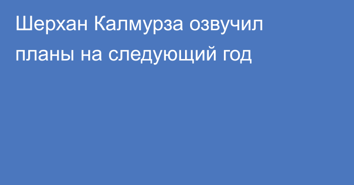 Шерхан Калмурза озвучил планы на следующий год