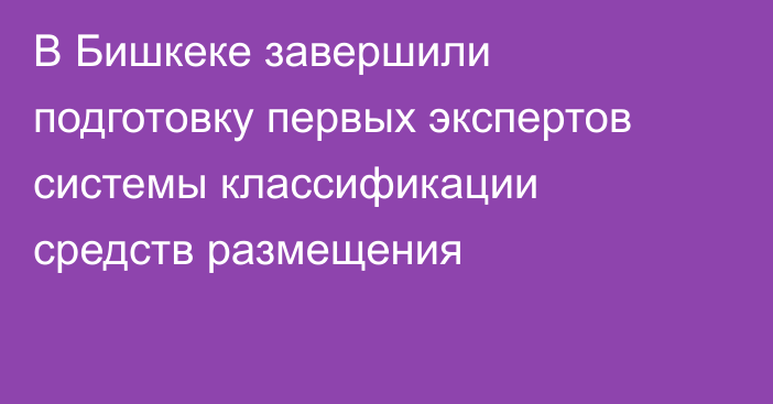 В Бишкеке завершили подготовку первых экспертов системы классификации средств размещения