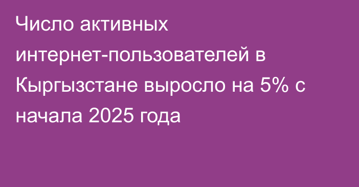 Число активных интернет-пользователей в Кыргызстане выросло на 5% с начала 2025 года