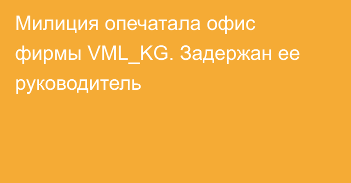 Милиция опечатала офис фирмы VML_KG. Задержан ее руководитель