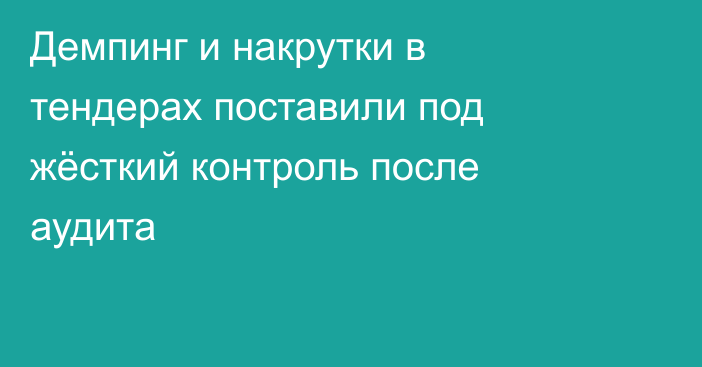 Демпинг и накрутки в тендерах поставили под жёсткий контроль после аудита