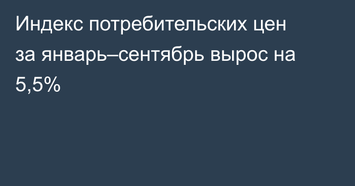 Индекс потребительских цен за январь–сентябрь вырос на 5,5%