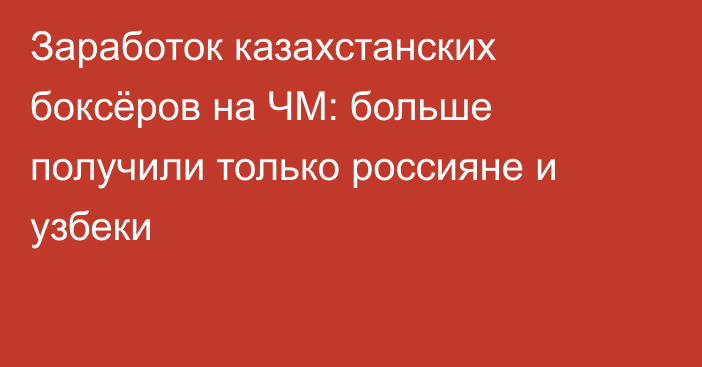 Заработок казахстанских боксёров на ЧМ: больше получили только россияне и узбеки