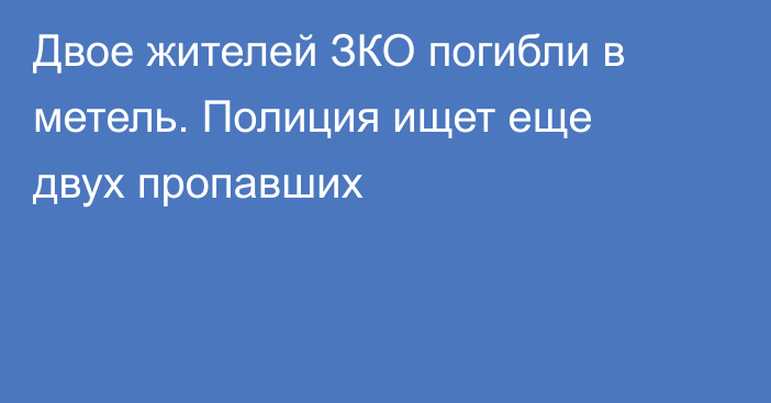 Двое жителей ЗКО погибли в метель. Полиция ищет еще двух пропавших