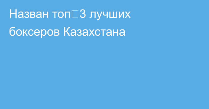 Назван топ‑3 лучших боксеров Казахстана
