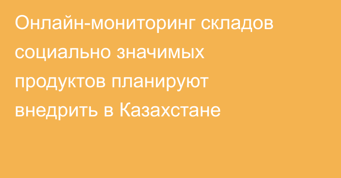 Онлайн-мониторинг складов социально значимых продуктов планируют внедрить в Казахстане