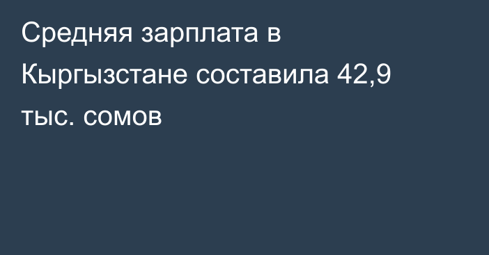 Средняя зарплата в Кыргызстане составила 42,9 тыс. сомов