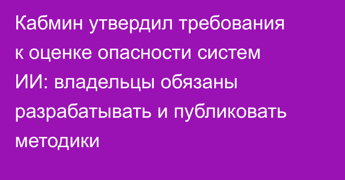 Кабмин утвердил требования к оценке опасности систем ИИ: владельцы обязаны разрабатывать и публиковать методики
