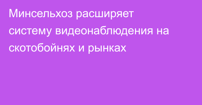 Минсельхоз расширяет систему видеонаблюдения на скотобойнях и рынках