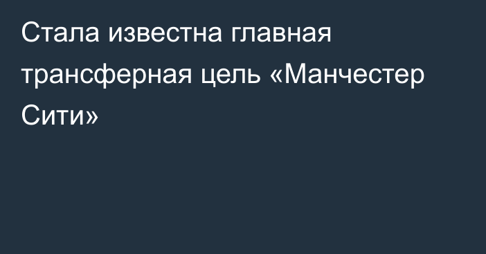 Стала известна главная трансферная цель «Манчестер Сити»