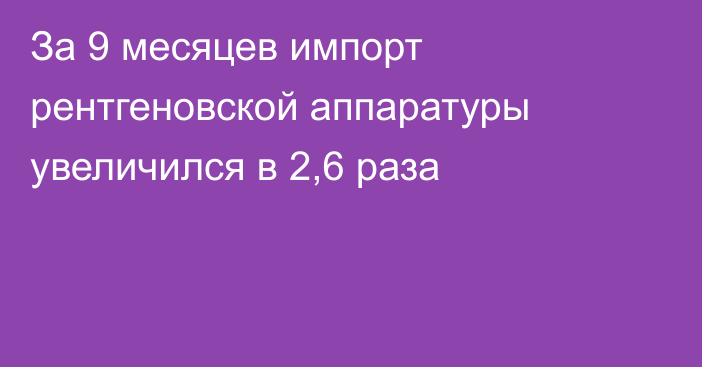 За 9 месяцев импорт рентгеновской аппаратуры увеличился в 2,6 раза