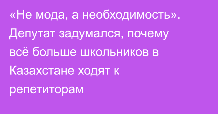 «Не мода, а необходимость». Депутат задумался, почему всё больше школьников в Казахстане ходят к репетиторам