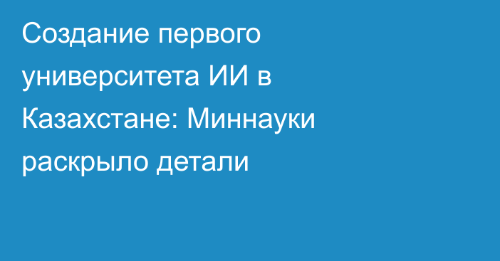 Создание первого университета ИИ в Казахстане: Миннауки раскрыло детали