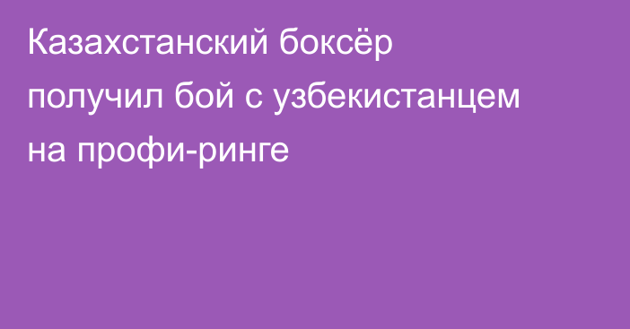 Казахстанский боксёр получил бой с узбекистанцем на профи-ринге