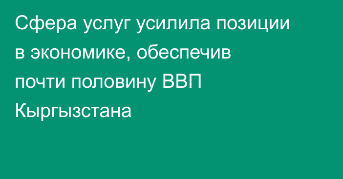 Сфера услуг усилила позиции в экономике, обеспечив почти половину ВВП Кыргызстана