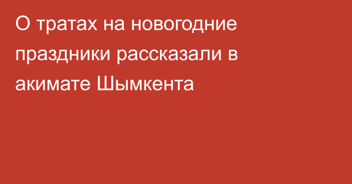 О тратах на новогодние праздники рассказали в акимате Шымкента