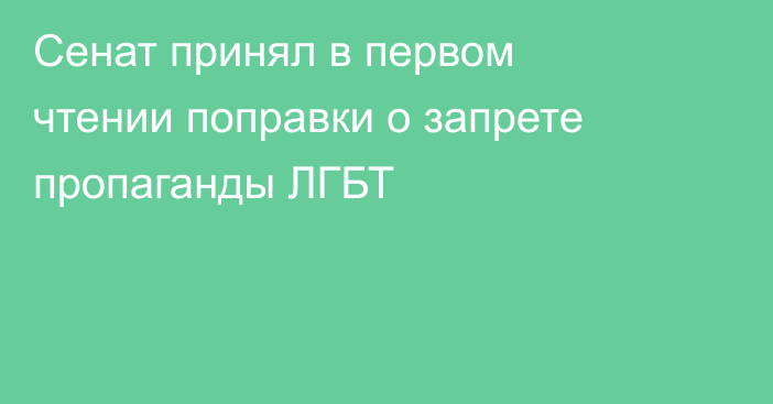 Сенат принял в первом чтении поправки о запрете пропаганды ЛГБТ