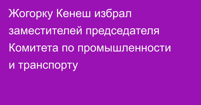 Жогорку Кенеш избрал заместителей председателя Комитета по промышленности и транспорту