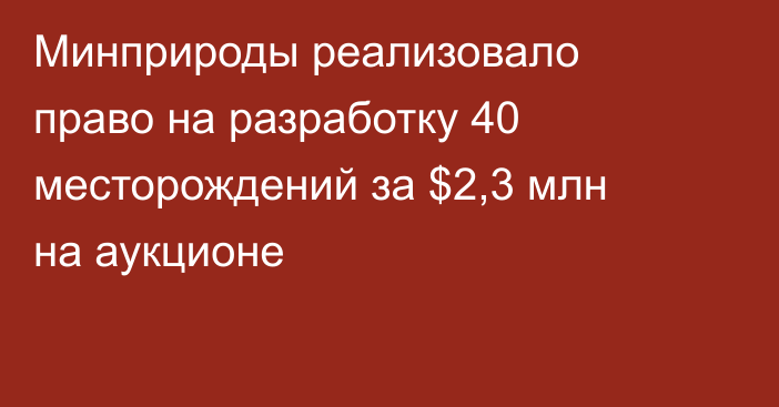 Минприроды реализовало право на разработку 40 месторождений за $2,3 млн на аукционе