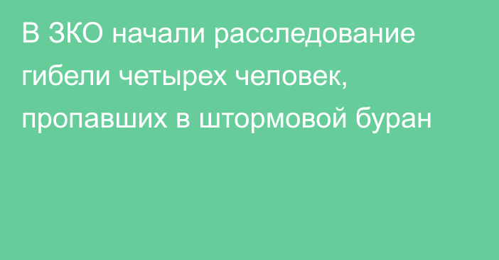 В ЗКО начали расследование гибели четырех человек, пропавших в штормовой буран