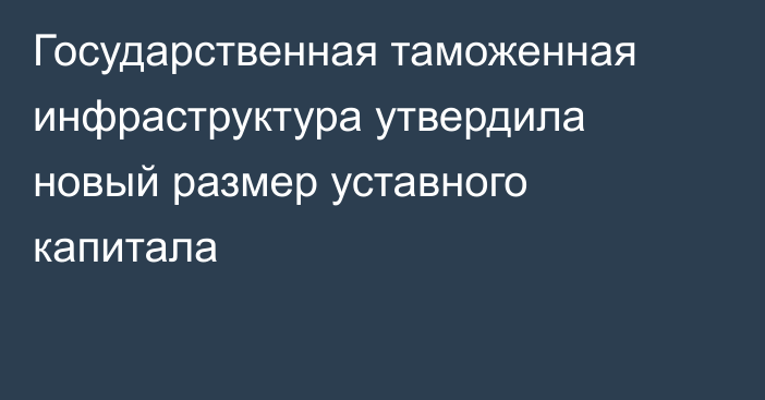 Государственная таможенная инфраструктура утвердила новый размер уставного капитала