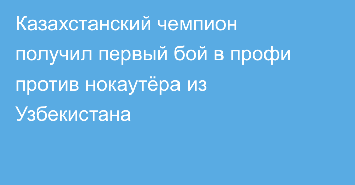 Казахстанский чемпион получил первый бой в профи против нокаутёра из Узбекистана