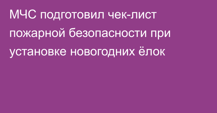 МЧС подготовил чек-лист пожарной безопасности при установке новогодних ёлок