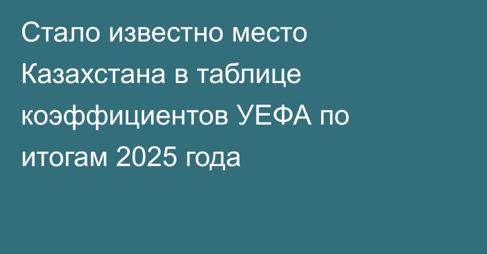 Стало известно место Казахстана в таблице коэффициентов УЕФА по итогам 2025 года