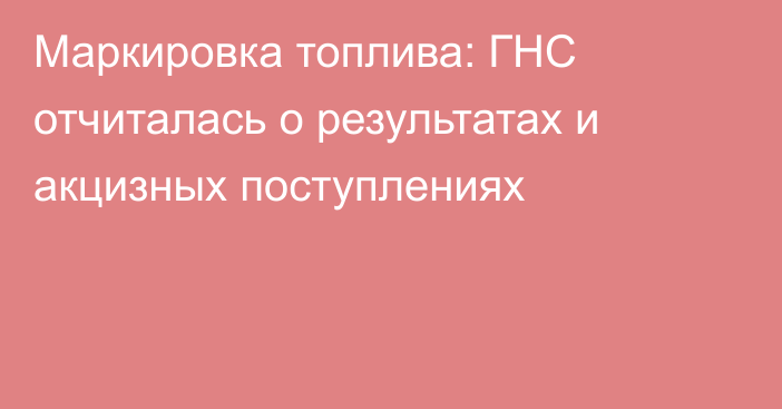 Маркировка топлива: ГНС отчиталась о результатах и акцизных поступлениях