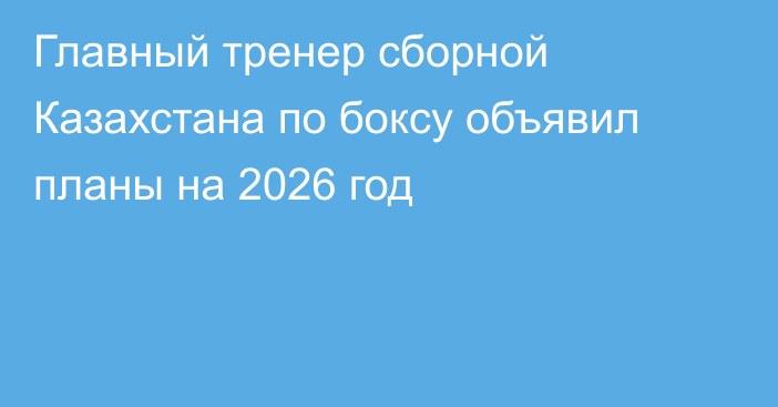 Главный тренер сборной Казахстана по боксу объявил планы на 2026 год