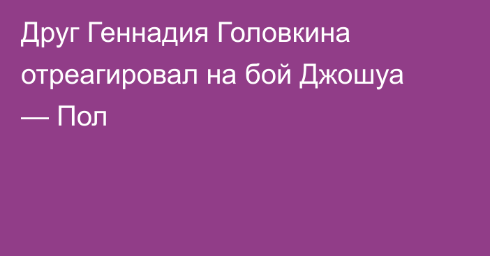 Друг Геннадия Головкина отреагировал на бой Джошуа — Пол