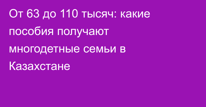 От 63 до 110 тысяч: какие пособия получают многодетные семьи в Казахстане