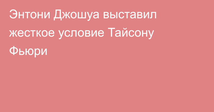 Энтони Джошуа выставил жесткое условие Тайсону Фьюри