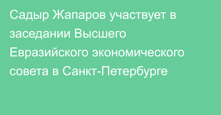 Садыр Жапаров участвует в заседании Высшего Евразийского экономического совета в Санкт-Петербурге