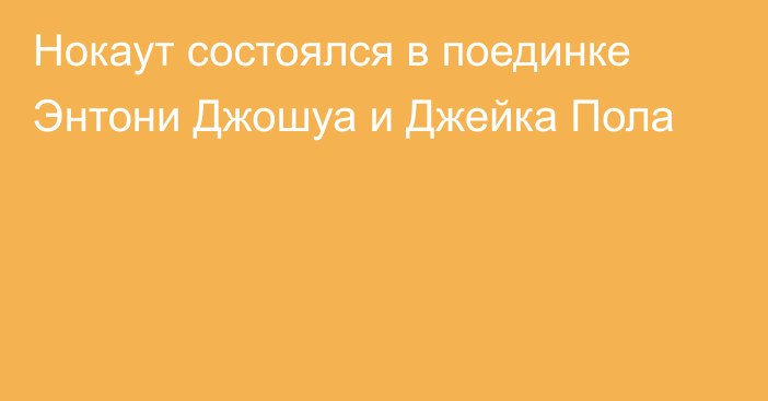 Нокаут состоялся в поединке Энтони Джошуа и Джейка Пола