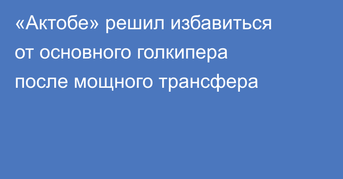 «Актобе» решил избавиться от основного голкипера после мощного трансфера