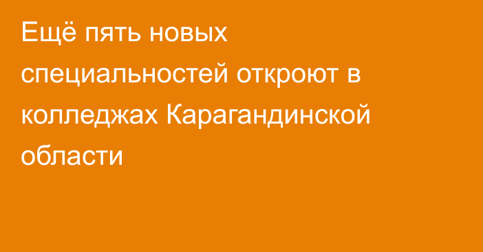 Ещё пять новых специальностей откроют в колледжах Карагандинской области